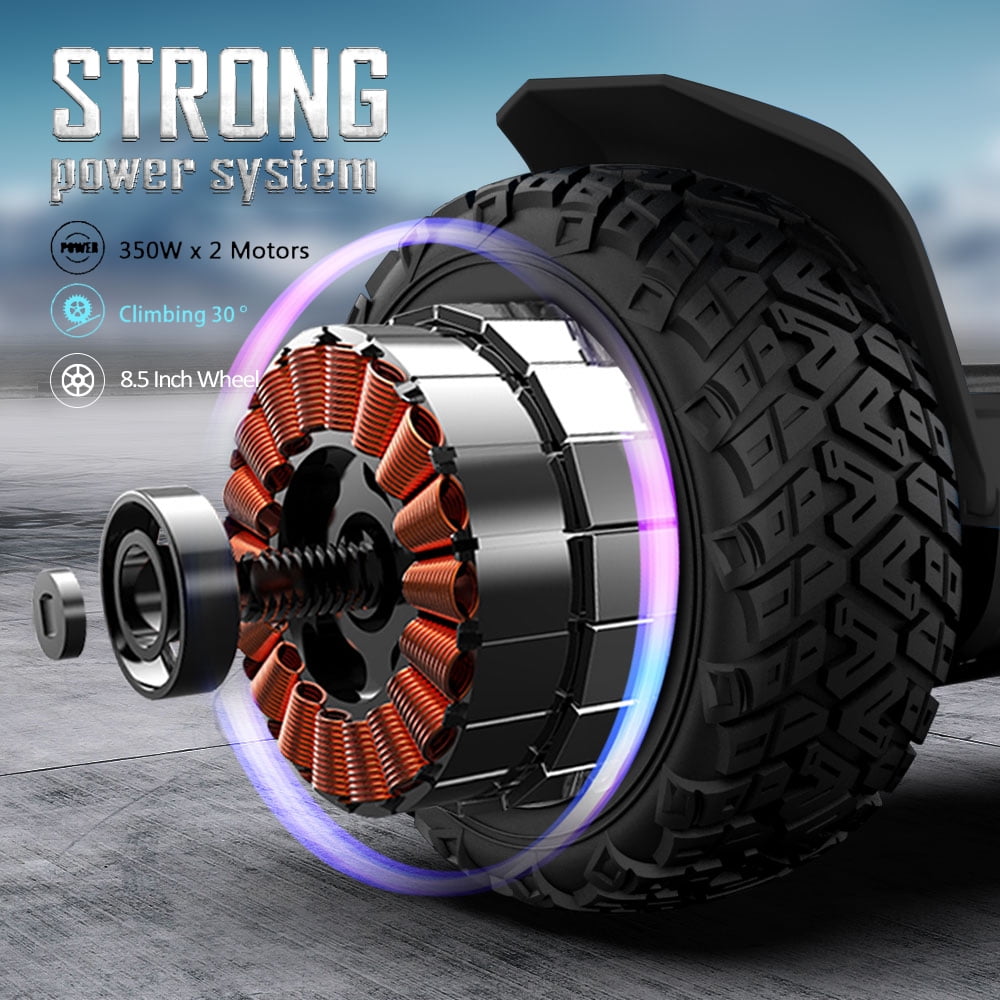 Warrior 8.5 inch 350W*2 off-Road Hoverboard Self-Balancing Scooter - All Terrain Self-Balancing Scooter with Bluetooth Speaker and LED Lights, 10 mph Max Speed for Kids and Adults,Max Weight 265lbs