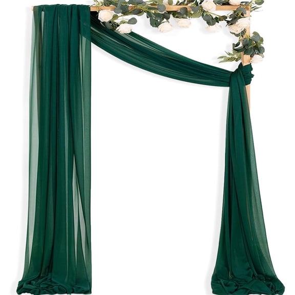 Emerald Green Wedding Arch Draping Fabric 1 Panel 29" x 20 FT Extra Long Gauze Drapes Sheer Backdrop Curtains 6.6 Yards Outdoor Drapery Panels for Wedding Ceremony Party Ceiling Decoration