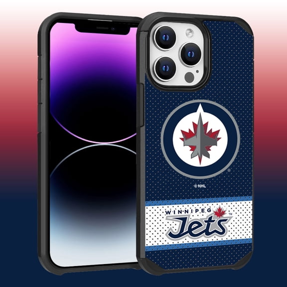 Apple iPhone 14 Pro Max (6.7) - NHL Licensed Winnepeg Jets Team Logo on Jersey Textured Dual Layer Case