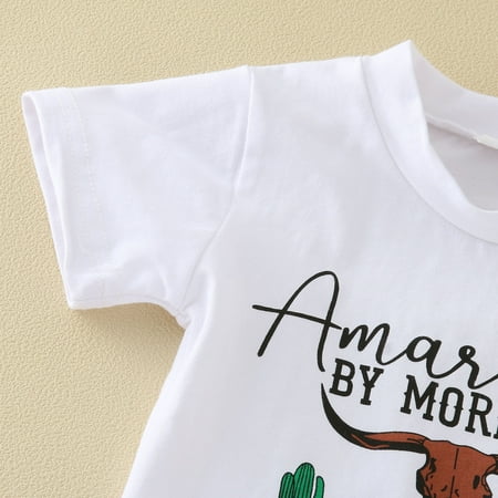 

nsendm Toddler Girls Short Sleeved Letter Calf CactusTops Flared Pants 2PCS Outfits Clothes Clothes for Teen Girls Crop Tops Childrenscostume White 6-12 Months