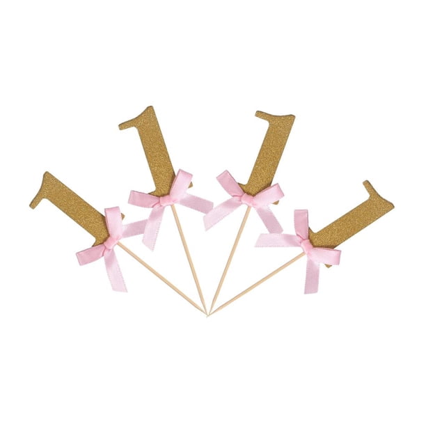 Yuarrent 20 piezas pastel Topper 1 año cumpleaños Cupcake decoración oro palo aniversario celebración Topper Kits de decoración para fiestas Yuarrent HA000594-00B