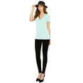 thumbnail image 5 of Made by Johnny Women's Basic Fitted Soft Short Sleeve Deep V-Neck T-Shirt L LIGHTBLUE, 5 of 6