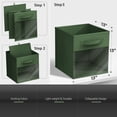 thumbnail image 2 of Sorbus 13” Foldable Storage Bins with Clear Window – Set of 6 Collapsible Fabric Baskets with Handles for Clothes, Toys, Books – Sturdy Organizer Cubes for Shelves & Closets, Dark Green, 2 of 6