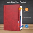 thumbnail image 4 of Flip Case for Apple iPad 10.2" 9th 8th 7th Generation 2021/2020/2019, Pencil Holder Smart Cover Auto Sleep Wake Protective Documents Pocket Stand Snap Closure Case for iPad 10.2 Inch, Red, 4 of 7