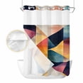thumbnail image 2 of Abstract Geometric No Hook Shower Curtain Waterproof, Bathroom Curtains with Snap in Liners and See Through Top Window, Orange Neutral Modern Art Hotel Style Bathtub Curtains Shower 48"Wx72"L, 2 of 8