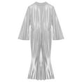 thumbnail image 6 of Hansber Men's Long Sleeve Flared Jumpsuit Disco Dance Overalls Shiny Metallic 70s Retro Outfit Club Party Wear Silver XL, 6 of 7