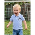 thumbnail image 6 of BemeyourBBs Toddler Baby Boy Football Striped T Shirt Infant Baby Boys Football Game Day Outfit Letter Embroidery Short Sleeve Turn Down Collar Summer Pullover Shirt Tops, 6 of 9