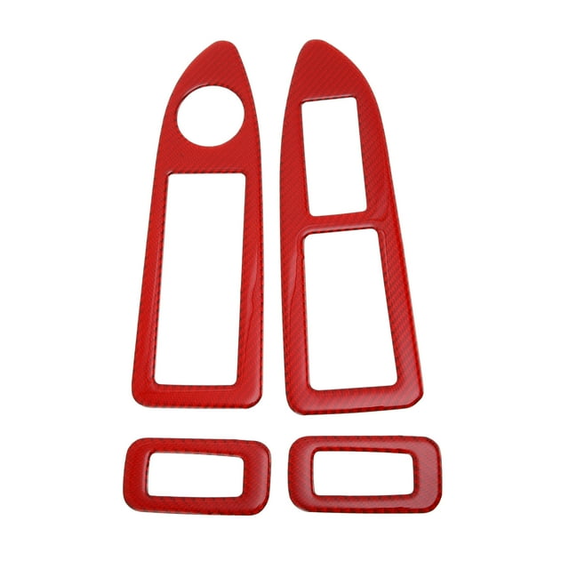 Unique Bargains Window Lift Switch Panel Trim Cover for Dodge Charger 2008-2010 Front Rear Car Door Window Control Button Interior Accessories Carbon Fiber Red