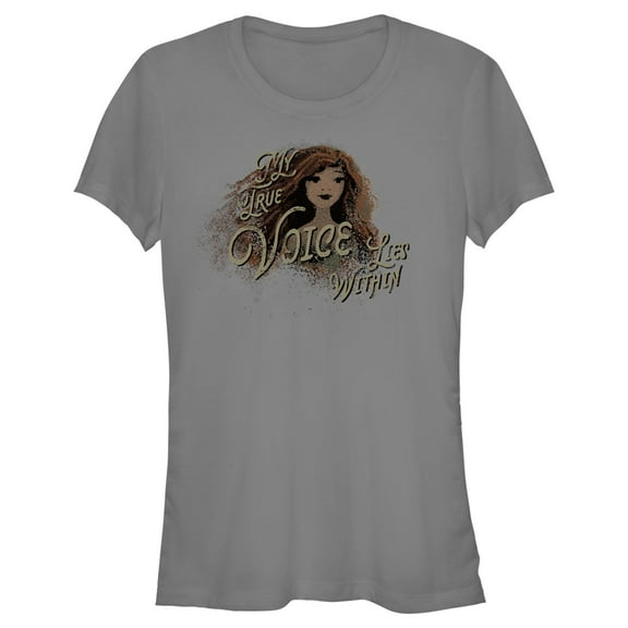 Junior's The Little Mermaid Ariel My True Voice Lies Within Graphic Tee Charcoal Small