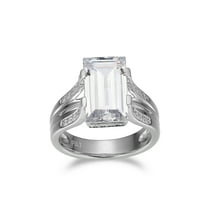 Forever Facets Cubic Zirconia Cathedral Engagement Ring in Rhodium Plated Sterling Silver, Adult Female