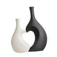thumbnail image 3 of Juego de jarrones de cerámica, jarrón decorativo, jarrón artificial, porta flores secas, flor Blanco negro, 3 of 9