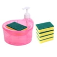 thumbnail image 1 of Dispensador de jabón para platos y soporte para esponjas, dispensador de jabón para platos con 5 esponjas reutilizables Rosa roja, 1 of 9