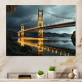 thumbnail image 2 of Designart "Golden Gate Monochrome Yellow Bridge I" Architecture Metal Art Living Room, 2 of 5