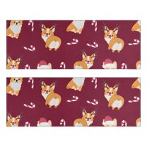 Kitchen Rugs Sets Of 2,Christmas Corgi Anti Fatigue Kitchen Mat Rugs Non Slip Washable,Decorative Kitchen Floor Mats for Kitchen,Sink,Laundry,17"X47"