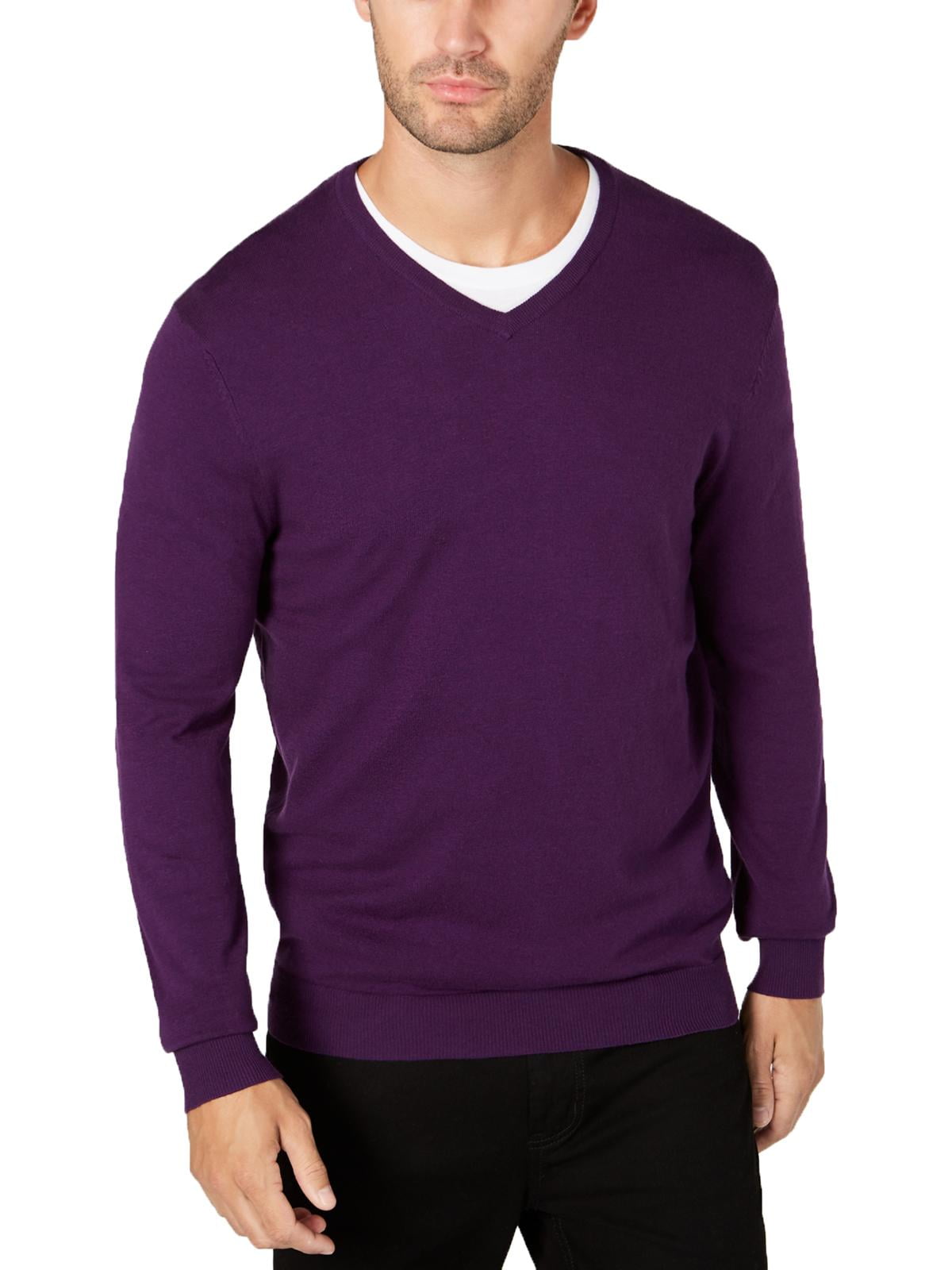 Alfani Mens Ribbed Trim V Neck Pullover Sweater - Walmart.com
