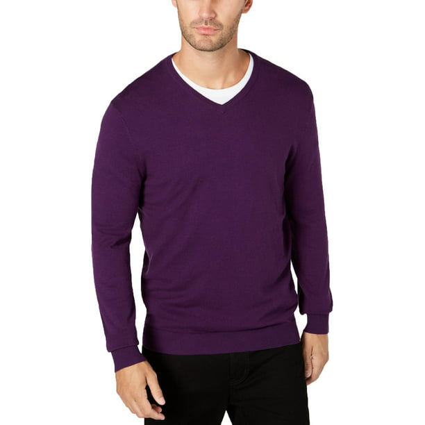 Alfani - Alfani Mens Ribbed Trim V Neck Pullover Sweater - Walmart.com