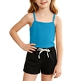 thumbnail image 2 of Piuwrlz Girls 2 Piece Outfit Sets Tank Top and Shorts Set Crew Neck Blue Size 8 Years, 2 of 9