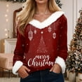 thumbnail image 2 of Gubotare Women's Fashion Slim V-Neck Blouse with Warm Faux Furry Collar Christmas Pullover Women's Winter Sweater Tops (Watermelon Red,M), 2 of 4