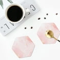 thumbnail image 4 of Naloa Pink Marble Leather Coasters for Drinks, Durable Drink Coasters 4 Set for Tabletop Protection, Luxurious Home Décor and Housewarming Gift ( {designName})Hexagon, 4 of 6