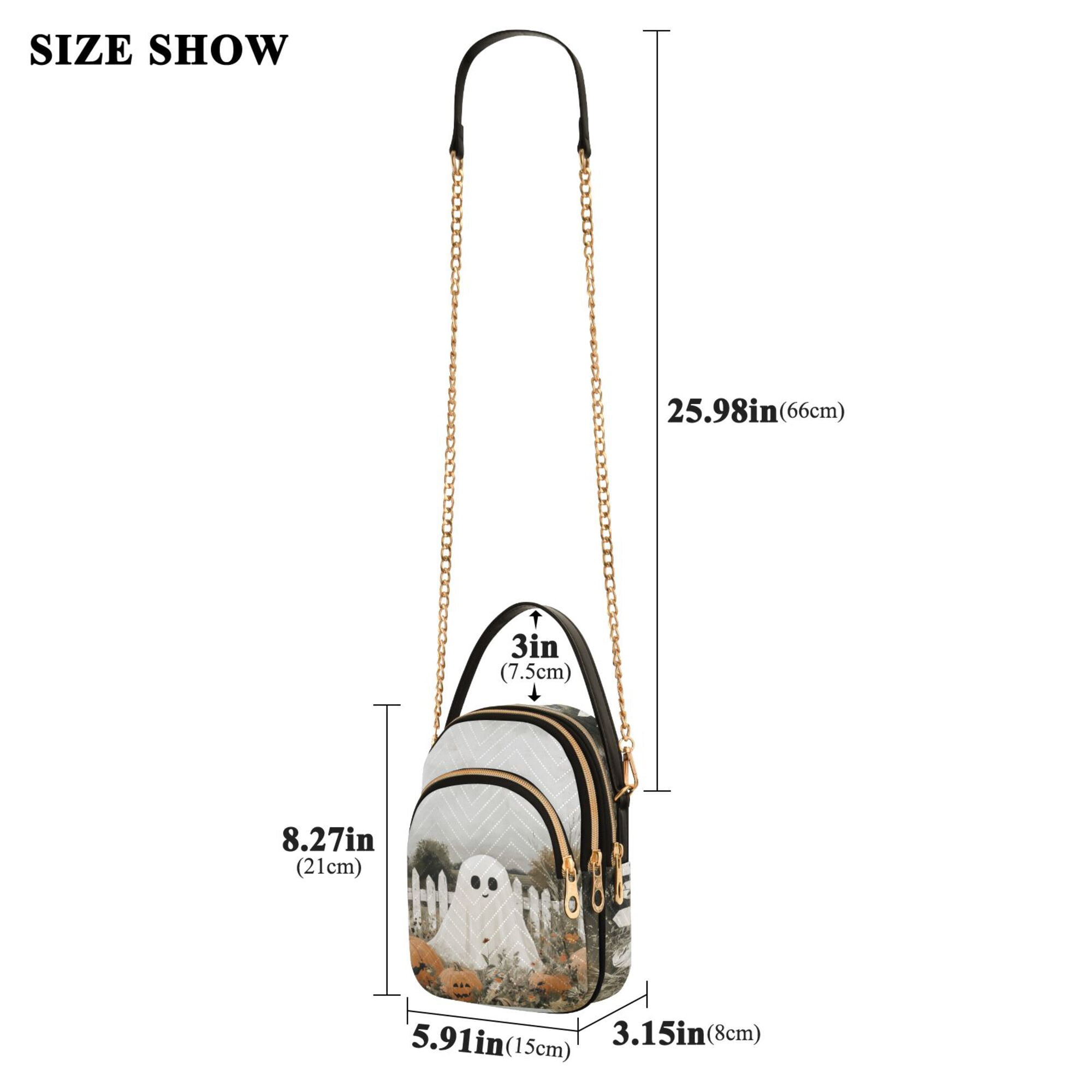FORMRS Crossbody Bag for Women Quilted Travel Shoulder Cell Phone Purse with Chain Strap Handbag, Halloween Pumpkin Field
