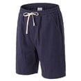 thumbnail image 6 of Thousandth Men Fashion Cargo Shorts Loose Fit Linen Casual Multi Pocket Breathable Drawstring Elastic Waist Lightweight Summer Beach Short Pants, 6 of 9