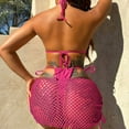 thumbnail image 5 of Elainilye Fashion Womens Swimsuits Three-piece Bathing Suit Sexy Bikini Mesh Skirt Swimsuit Beachwear Swimwear,Pink, 5 of 5