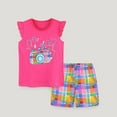 thumbnail image 2 of Toddler Girl Clothes 4t Fly Sleeved Tops and Shorts Comfortable Cartoon Print Round Neck Summer Outfits Short Set Hot Pink,2Y, 2 of 5