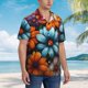 thumbnail image 3 of Fotbe Colorful Blooming Flowers Camisa Hawaiana para Hombre Unisex – Camisa Casual de Verano con Botones de Manga Corta de Algodón y Lino,Small, 3 of 7