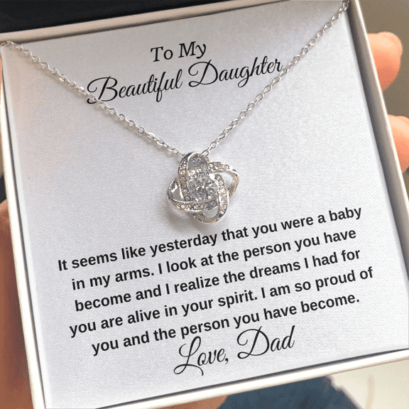 To My Beautiful Daughter Proud Of You Father To Daughter Personalized Necklace Gift