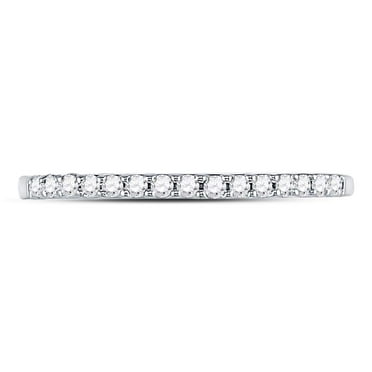 14k White Gold Round Diamond Womens Slender Stackable Size 6 Wedding Band 1/6 Cttw