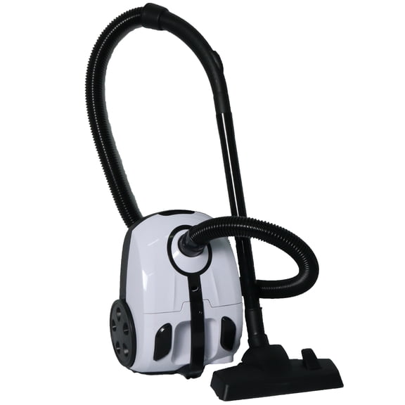 Impecca Lightweight Bagged Canister Vacuum Cleaner for Carpets, Rugs, Hard Floors, Upholstery, etc W/Powerful 1000W Motor, 2L Dust Capacity, Includes 6 Cleaning Tools 3 Bags - White