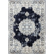 Florence Navy Ivory Traditional Area Rug 3'11" x 5'3"