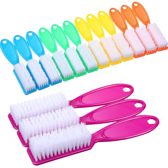 15 Pieces Nail Brush for Cleaning Fingernails Nail Scrub Manicure Brush Handle Grip Cleaning Brushes Pedicure Brush for Toes and Nails Cleaning, 5 Colors(Bright Colors)