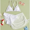 thumbnail image 2 of TOWED22 Girl's 3 Piece Cute Swimsuit Bow Bikini Set Halter Triangle High Waisted Bathing Suit with Cover Up(White,14-16 Y), 2 of 5