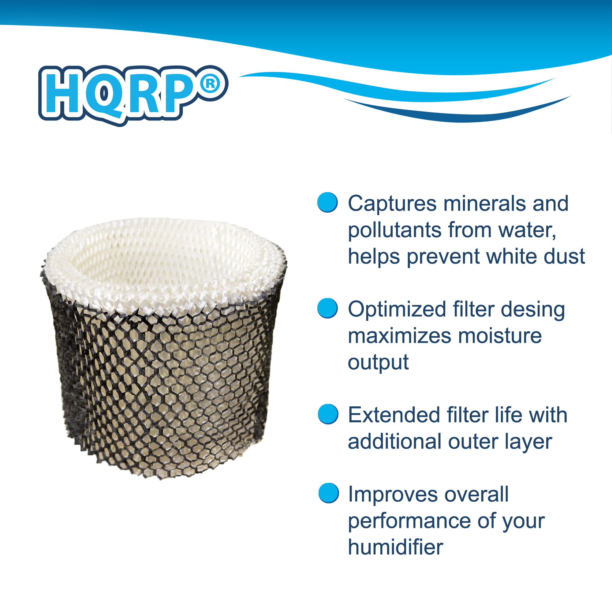 HQRP Wick Filter Replacement For 890-WGN Cool Mist Humidifier – Fits W889-WGN, 8877721604191
