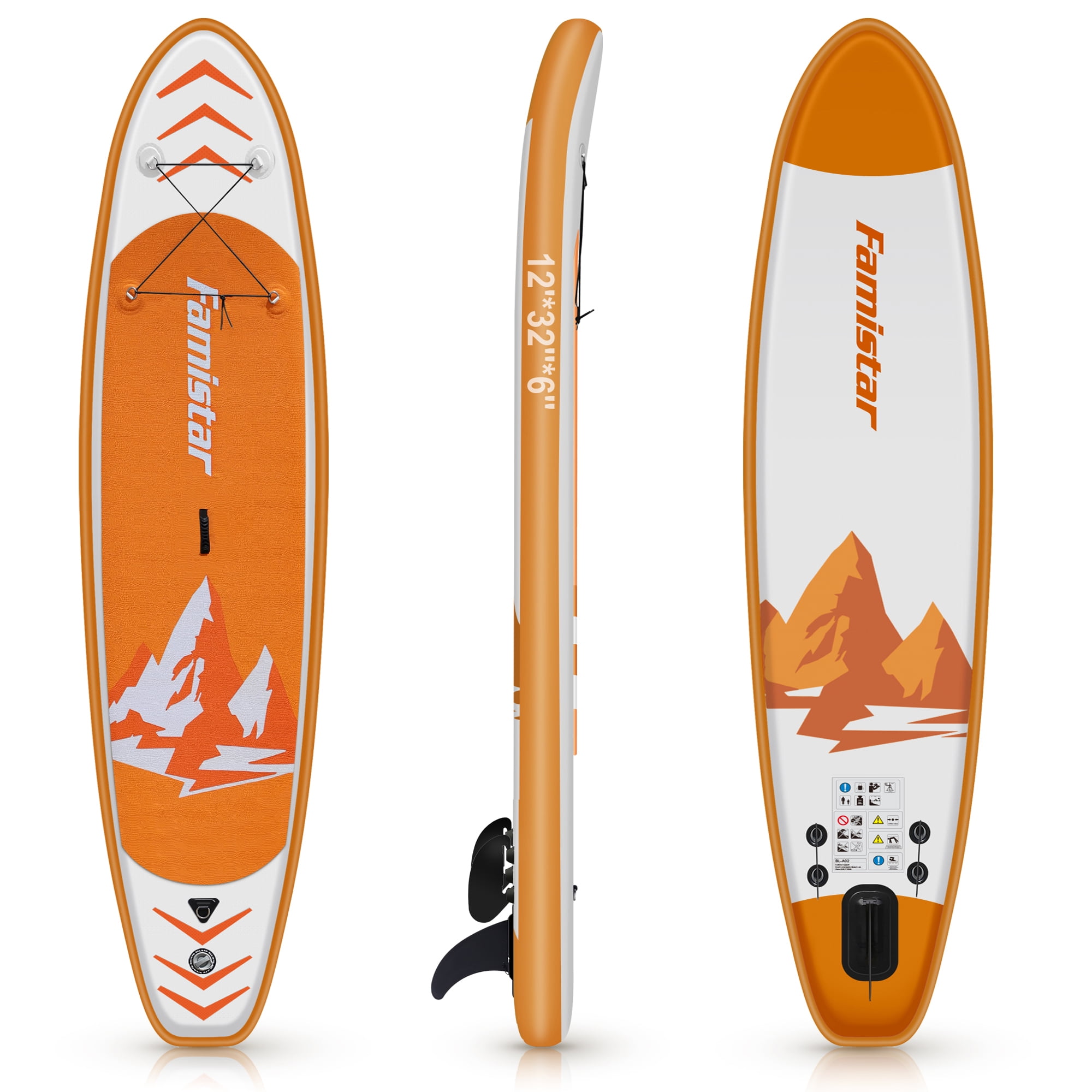 Famistar Inflatable Stand Up Paddle Board (12 Feet Long) w/ Premium SUP ...