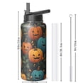 thumbnail image 3 of Halloween Water Bottle 32oz, Black Cat, Bat and Cobweb Pattern, Stainless Steel Insulated Tumbler, Adult Gift, 3 of 4