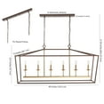 thumbnail image 3 of JONATHAN Y Pagoda 49" 6-Light Classic Traditional Metal Linear Cage Lantern LED Pendant, Oil Rubbed Bronze/Brass Gold, 3 of 9