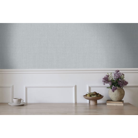 Blue Linen Weave Textured Print Non Woven Non-Pasted Textured Wallpaper 57 Sq. Ft.