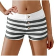thumbnail image 2 of BiZtdJrK Striped Shorts for Women Colorblock Button Front Elastic Low Waist Shorts Comfy Slim Fit Pajama Shorts Dark Gray M, 2 of 7