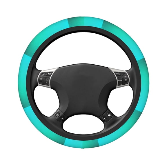 Uemuo Turquoise Light Blue Printed Car Elastic Steering Wheel Cover - Universal Car Accessory for Diverse Cars Anti-Slip, and Comfortable- 15"