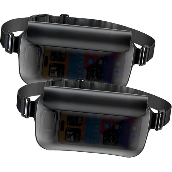 Waterproof Waist Bag with Adjustable Waist Strap, 2-Pack Floating Waterproof Bags, Underwater-Use Phone Pouch for Depths Up to 32FT, Phone Pouch Dry Bag for Swimming, Snorkeling, Kayaking, Beach,Pool