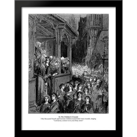 The Children's Crusade in 1212 28x36 Large Black Wood Framed Print Art by Gustave Dore