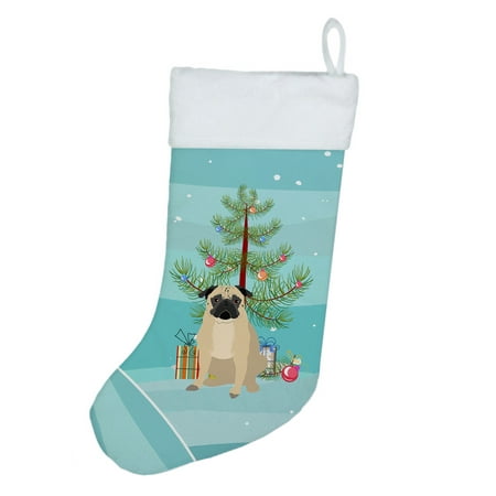 Pug Fawn #1 Christmas Christmas Stocking 13.5 in x 18 in