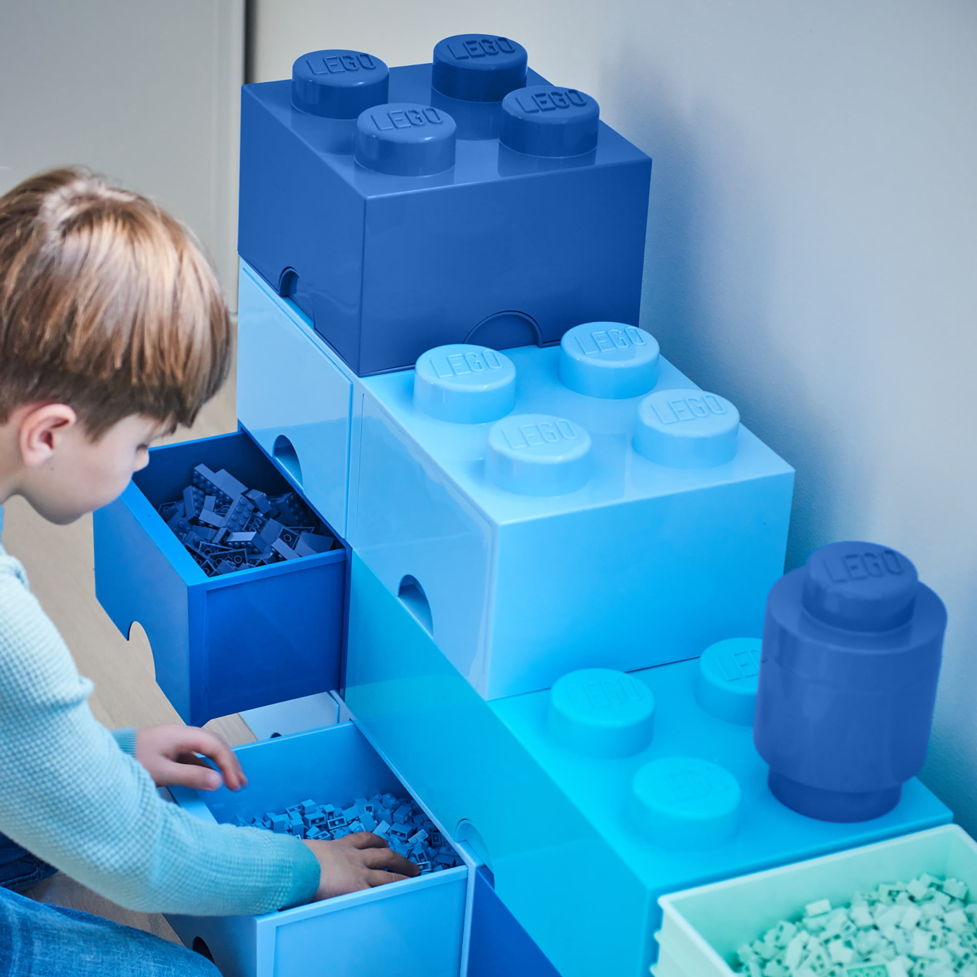 LEGO Kids Toy Organizer Storage Brick Drawer 4, Bright Blue for 