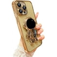 thumbnail image 2 of Electroplated Astronaut Hidden Stand Case for iPhone 14 Pro Max Case for Women with Camera Protection Foldable Astronaut Kickstand Phone Case Soft Glitter Bling Protective Case (Space Gold), 2 of 12