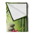 thumbnail image 2 of Spa Soft Flannel Fleece Throw Blanket, Stones and Bamboo Leaves on the Water Pool Freshness Relaxing Theme, Cozy Plush for Indoor and Outdoor Use, 70" x 90", Apple Green Magenta, by Ambesonne, 2 of 5