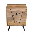 thumbnail image 5 of Jae 23 Inch Modern Industrial Mango Wood Nightstand, 2 Drawers, Black and Brown- Saltoro Sherpi, 5 of 5