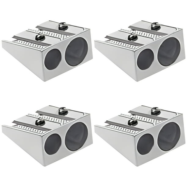 Sacapuntas de doble orificio, aleación de aluminio biselado, cepillo para lápices, material escolar para primaria, juego de sacapuntas de 4/8/12 piezas, alta capacidad, portátil, diseño