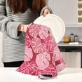 thumbnail image 6 of Coolnut Soft Absorbent Reusable Kitchen Towels, Set of 4|28x18 in, Pink Monstera Leaves Dining Kitchen Living Room Tea Towels Dish Towels Decorative Towels Washcloth Gift, 6 of 7